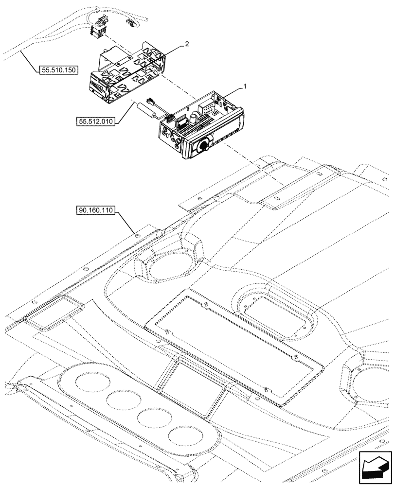 Схема запчастей Case IH FARMALL 110V - (55.512.020) - VAR - 759033 - RADIO, CAB (55) - ELECTRICAL SYSTEMS