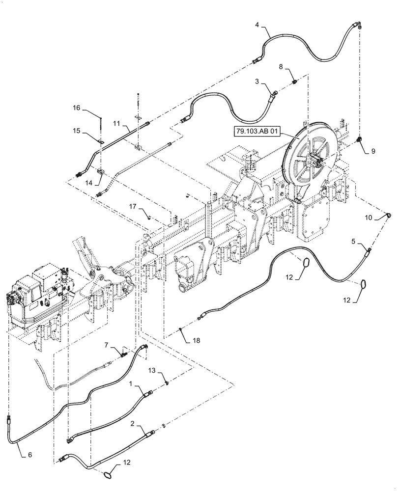 Схема запчастей Case IH 2150 - (35.744.AH[03]) - HYDRAULIC VACUUM HOSES, 12 / 16 ROW (35) - HYDRAULIC SYSTEMS