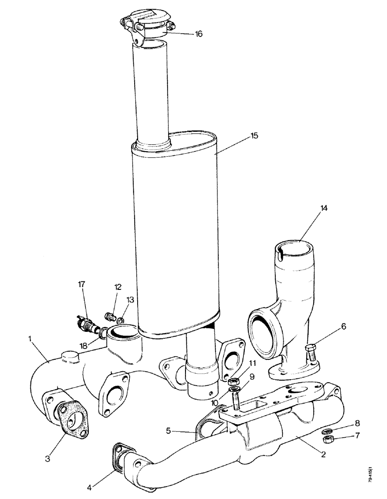 Схема запчастей Case IH 1490 - (A11-1) - MANIFOLDS AND MUFFLER, LOW PROFILE, HIGH PLATFORM, CAB (01) - ENGINE