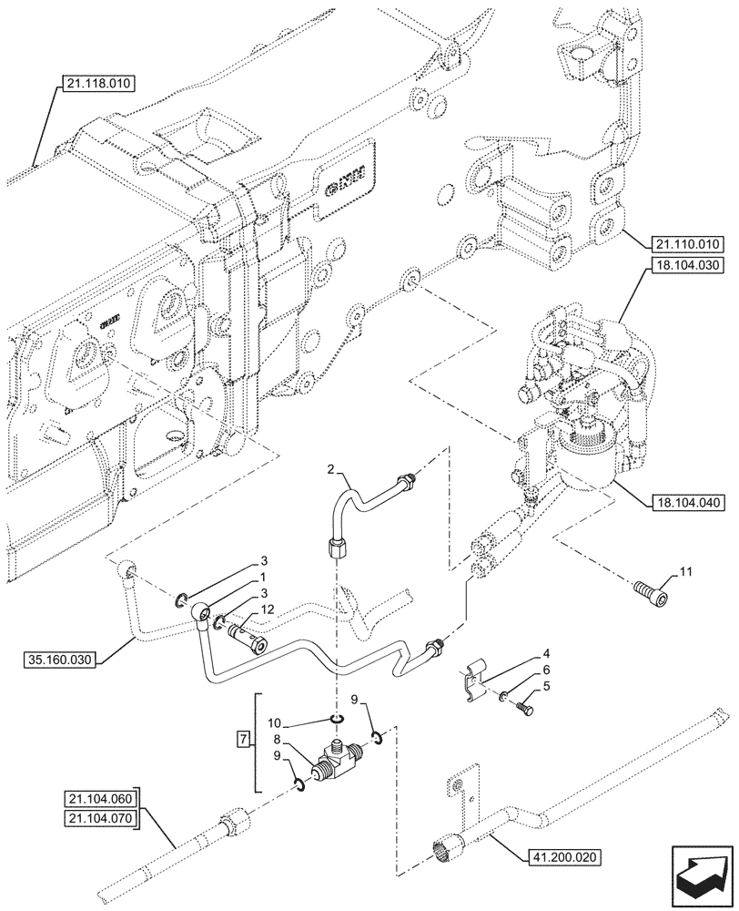 Схема запчастей Case IH FARMALL 110V - (18.104.050) - VAR - 743522, 759019 - PTO CLUTCH, CONTROL, LINES, MID-MOUNT CONTROL VALVE, CAB (18) - CLUTCH