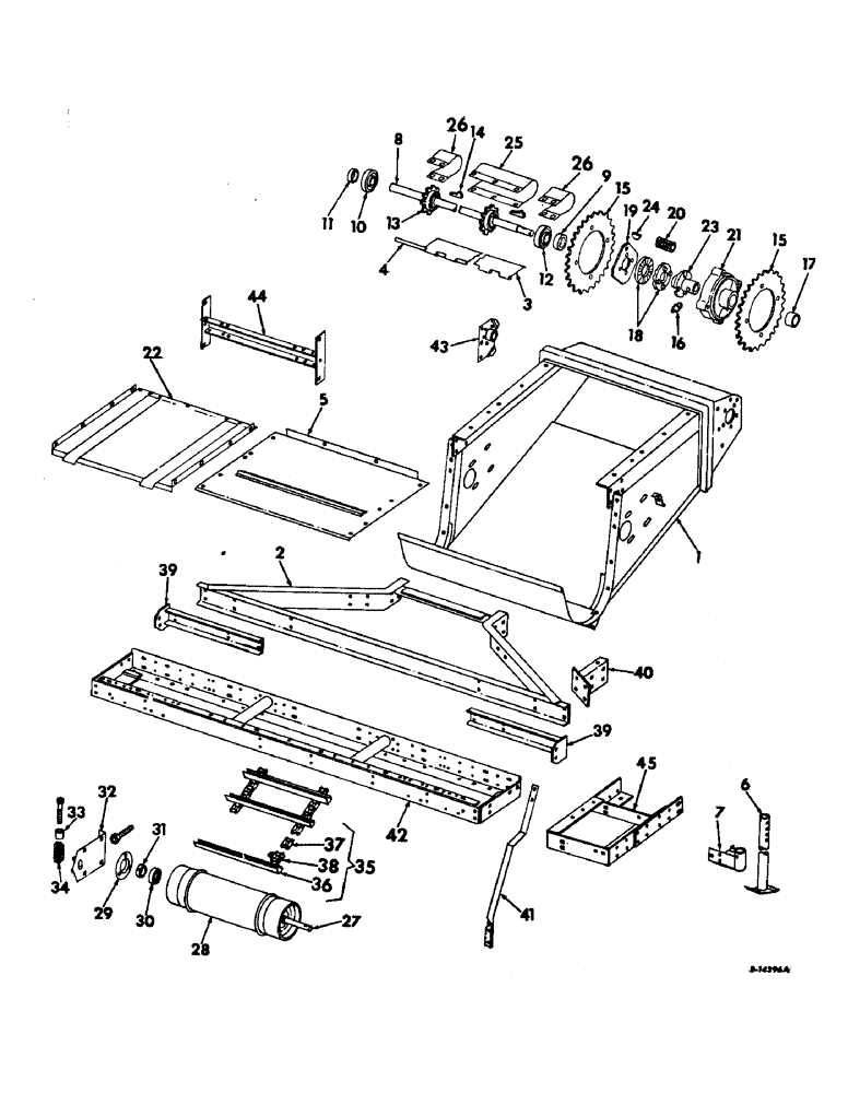 Схема запчастей Case IH 328WN - (E-03) - FEEDER FRAME, LIFT, STAND & FEED CONVEYOR (58) - ATTACHMENTS/HEADERS