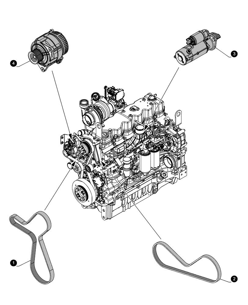 Схема запчастей Case IH PUMA 165 - (05.100.04[02]) - MAINTENANCE PARTS - STARTER MOTOR, ALTERNATOR, BELTS (05) - SERVICE & MAINTENANCE