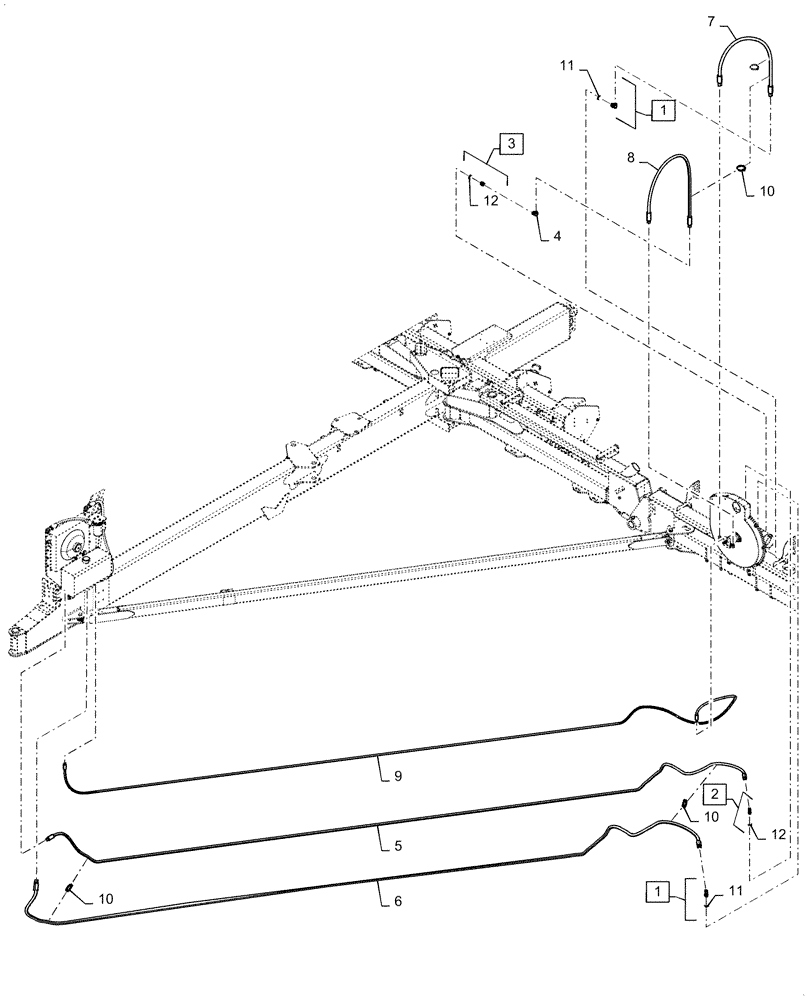 Схема запчастей Case IH 1255 - (35.744.AC[03]) - LEFT SIDE, HYDRAULIC HOSES, MULTI VALVE WITH PTO FOR 2 POINT HITCH (35) - HYDRAULIC SYSTEMS