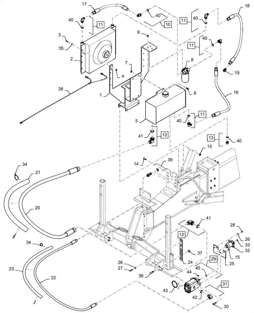 Схема запчастей Case IH 1255 - (35.105.AA[01]) - PTO PRO PUMP 22 GPM FOR 2 POINT HITCH (35) - HYDRAULIC SYSTEMS