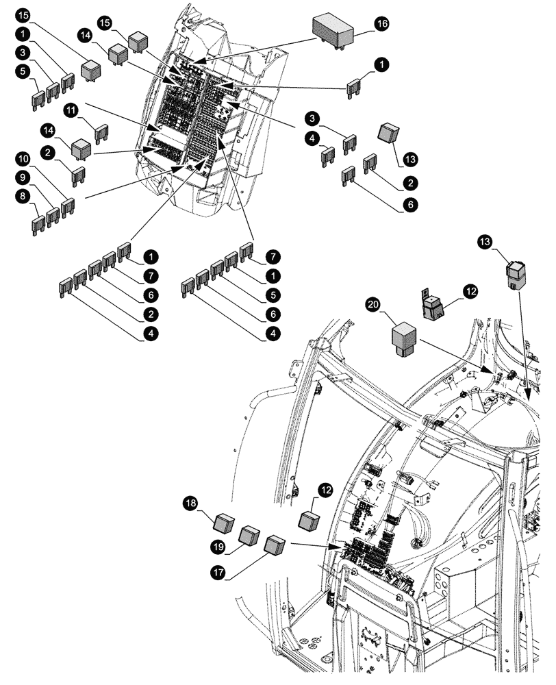 Схема запчастей Case IH PUMA 220 - (05.100.04[03]) - MAINTENANCE PARTS - FUSES (05) - SERVICE & MAINTENANCE