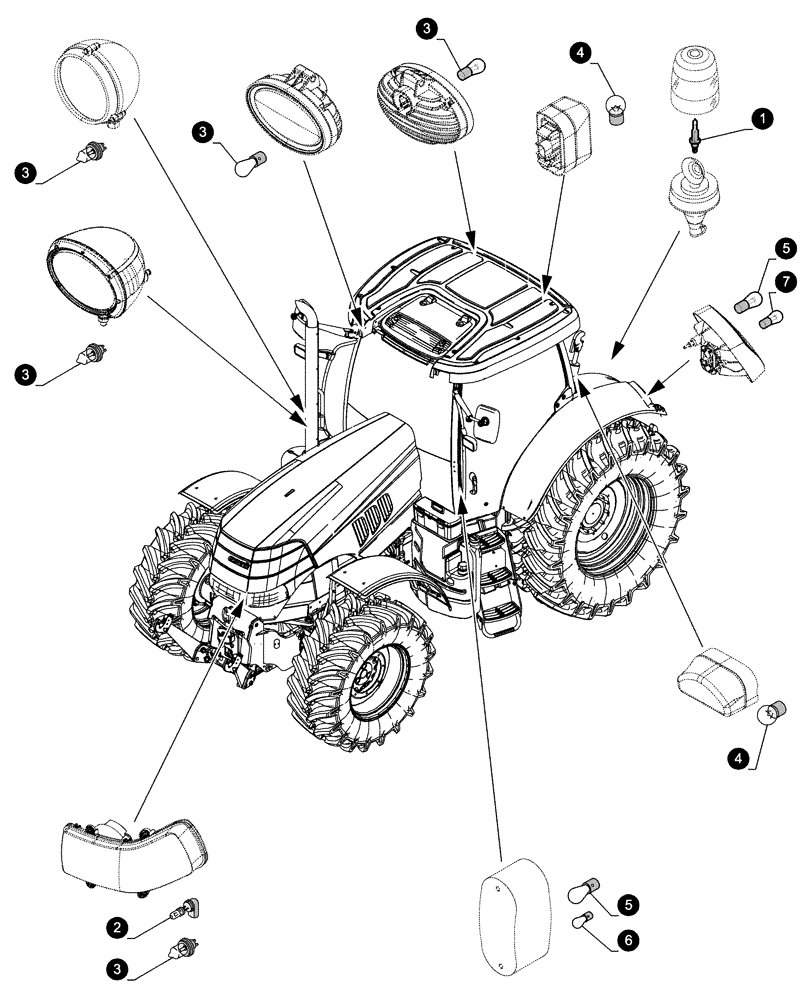 Схема запчастей Case IH PUMA 150 - (05.100.04[04]) - MAINTENANCE PARTS - BULBS (05) - SERVICE & MAINTENANCE