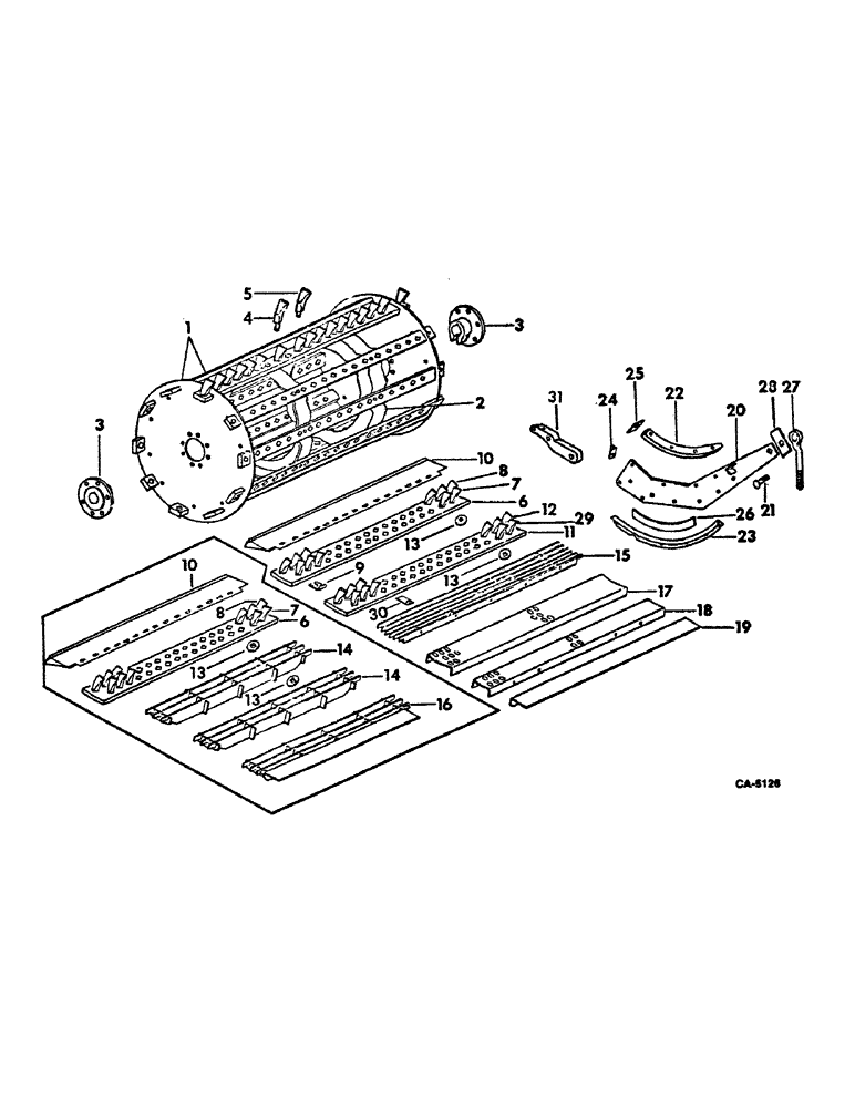 Схема запчастей Case IH 815 - (21-04) - THRESHING CYLINDER AND CONCAVE, SPIKE TOOTH CYLINDER AND CONCAVE (14) - THRESHING