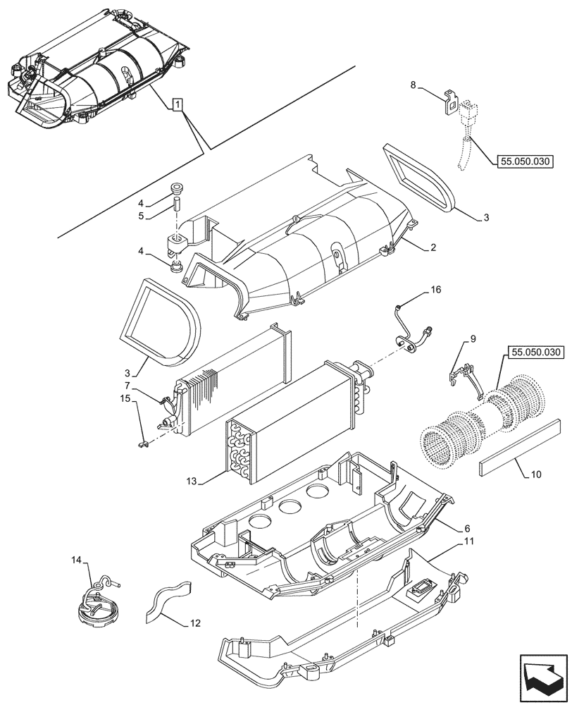 Схема запчастей Case IH FARMALL 90V - (50.200.080) - VAR - 759031 - AIR CONDITIONING, COMPONENTS, CAB (50) - CAB CLIMATE CONTROL