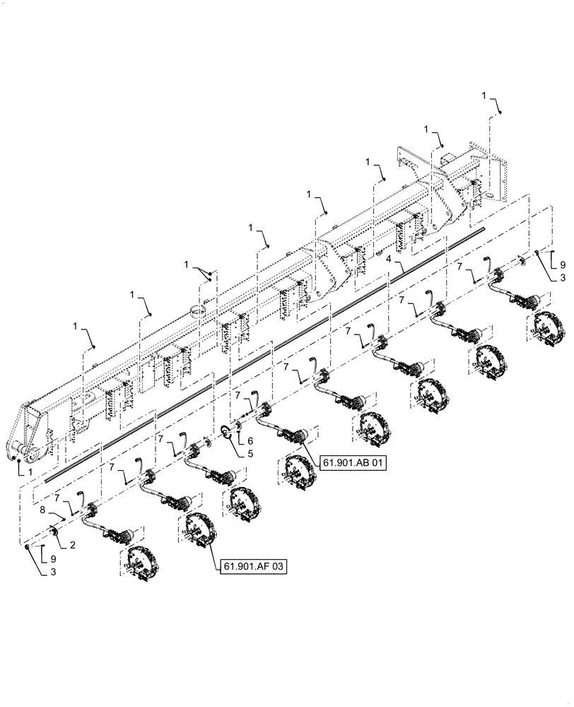 Схема запчастей Case IH 1255 - (61.901.AF[04]) - SEED METER, CABLE DRIVEN SHAFT, OUTER RIGHT FOR 24 ROW (61) - METERING SYSTEM