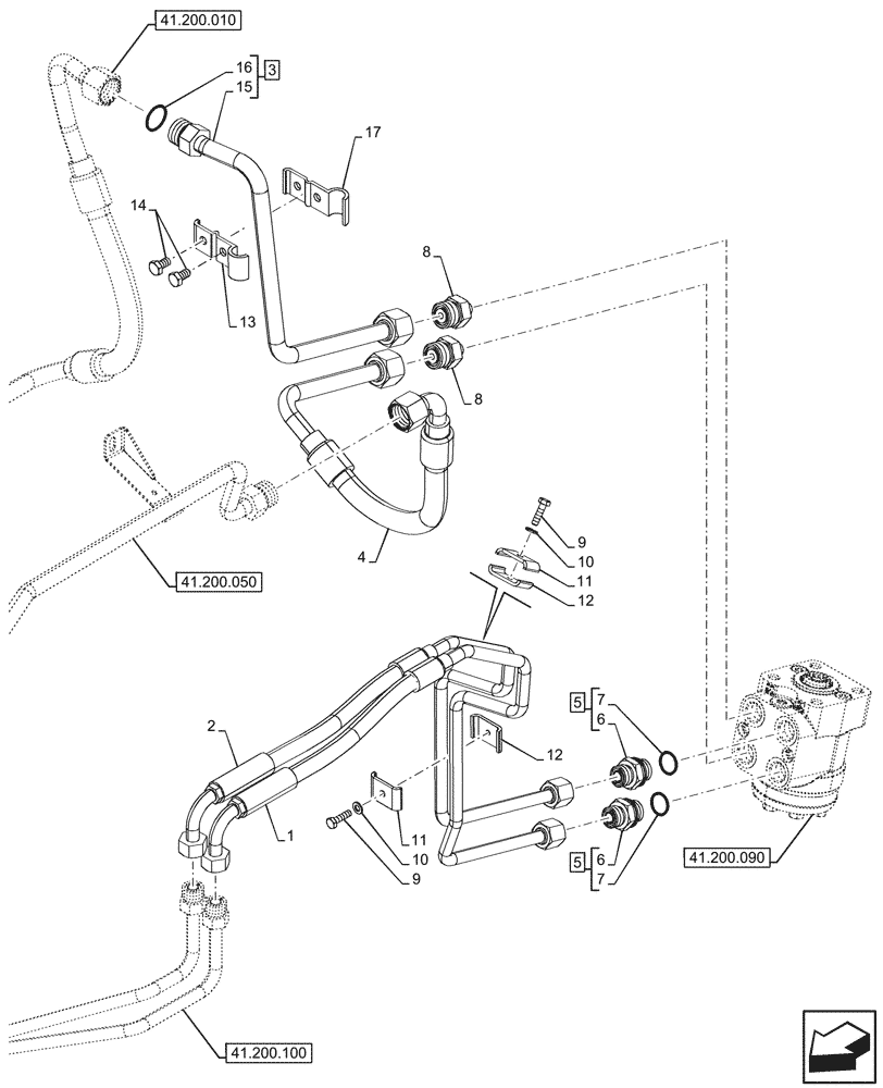 Схема запчастей Case IH FARMALL 80V - (41.200.140) - VAR - 342264, 342265, 342266, 342267, 743524, 759011 - STEERING VALVE, LINE (41) - STEERING