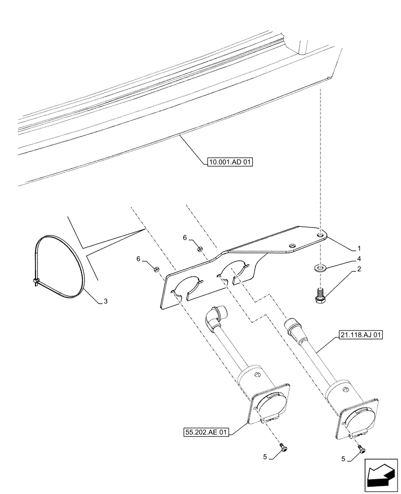 Схема запчастей Case IH MAXXUM 110 - (55.202.AE[04]) - COLD START SYSTEM, BLOCK HEATER - 110V (VAR.330205) (55) - ELECTRICAL SYSTEMS