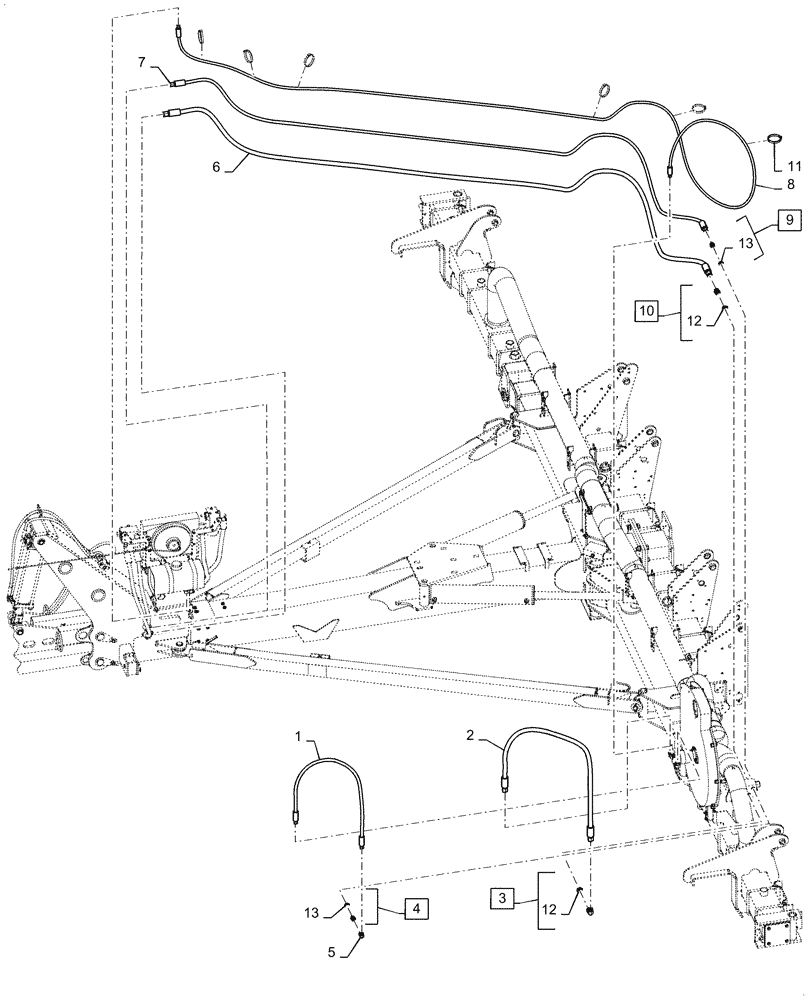 Схема запчастей Case IH 1255 - (35.300.AB[03]) - HYDRAULIC VACUUM HOSES FOR 16 ROW DRAWBAR HITCH EARLY RISER (35) - HYDRAULIC SYSTEMS