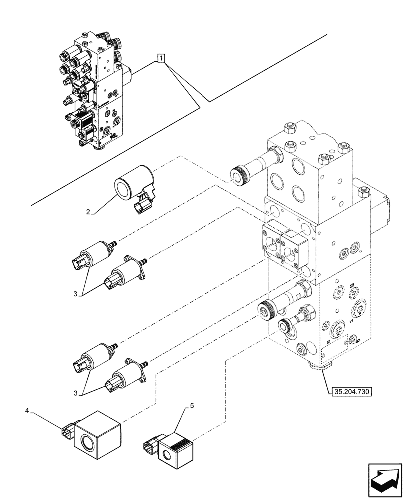 Схема запчастей Case IH FARMALL 90V - (55.036.040) - VAR - 743970 - MID-MOUNT CONTROL VALVE, ELECTRICAL, COMPONENTS, W/ HYDRAULIC STABILIZERS, CAB (55) - ELECTRICAL SYSTEMS