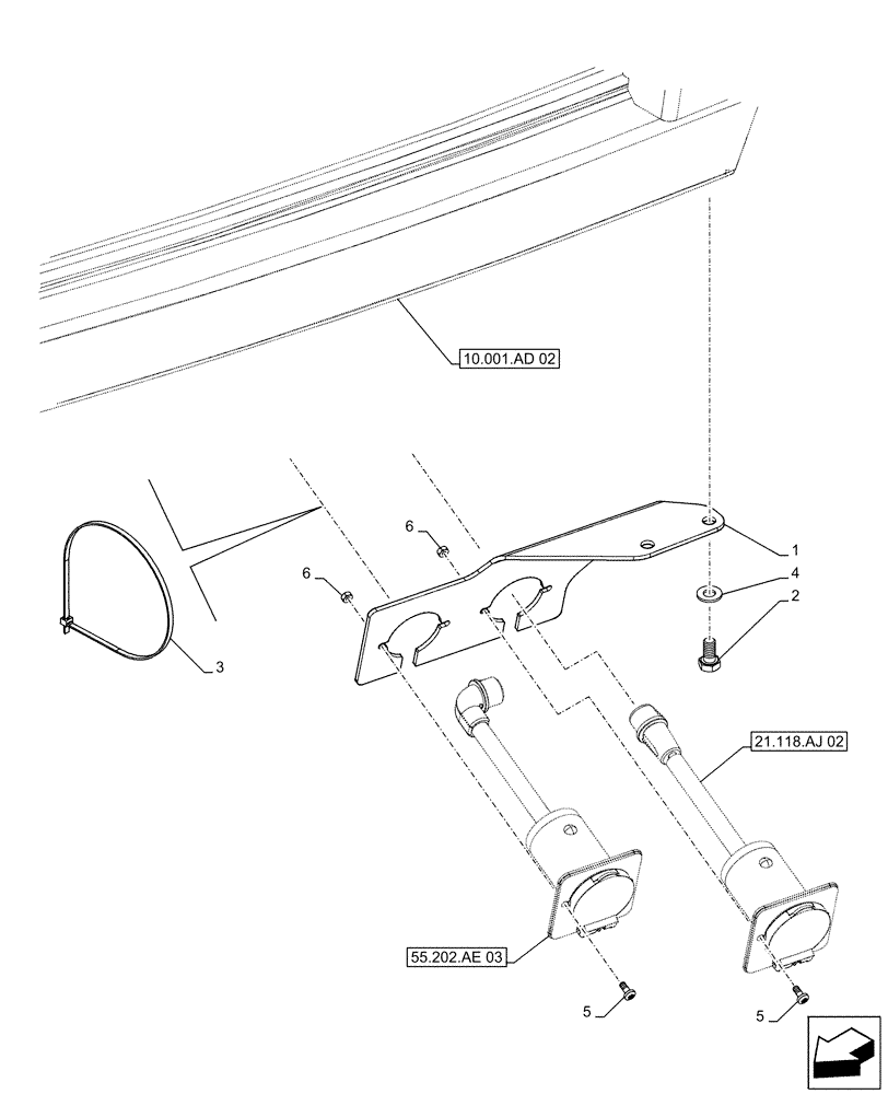 Схема запчастей Case IH MAXXUM 115 - (55.202.AE[05]) - COLD START SYSTEM, BLOCK HEATER - 110V (VAR.330205) (55) - ELECTRICAL SYSTEMS