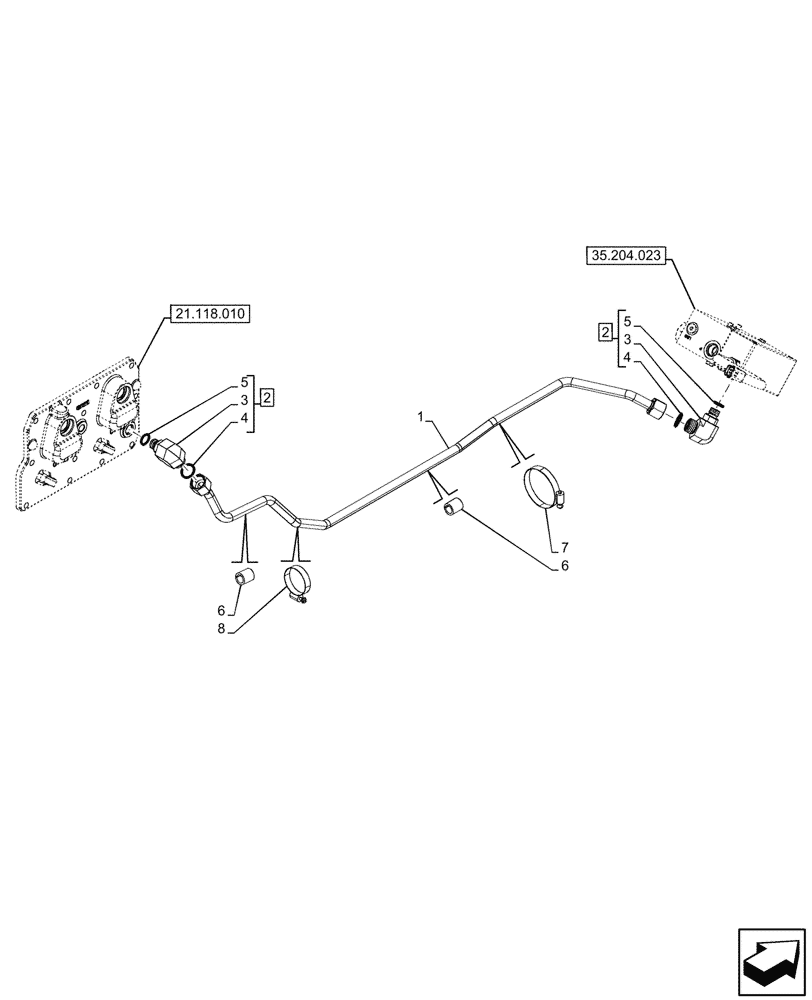 Схема запчастей Case IH FARMALL 100V - (35.204.890) - VAR - 759021 - MID-MOUNT CONTROL VALVE, LINES, STABILIZER, CAB (35) - HYDRAULIC SYSTEMS