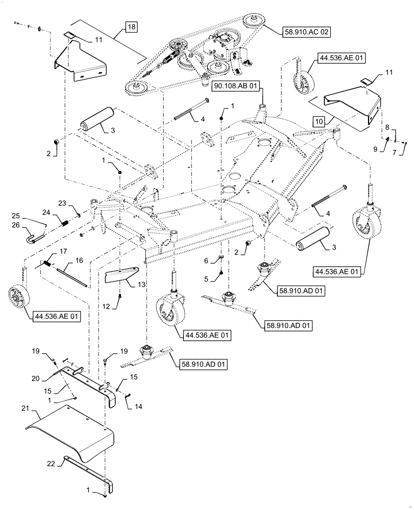Схема запчастей Case IH MW266S - (58.910.AB[06]) - VAR - 717966206 - MOWER DECK (ASN YFWWB5017) (58) - ATTACHMENTS/HEADERS