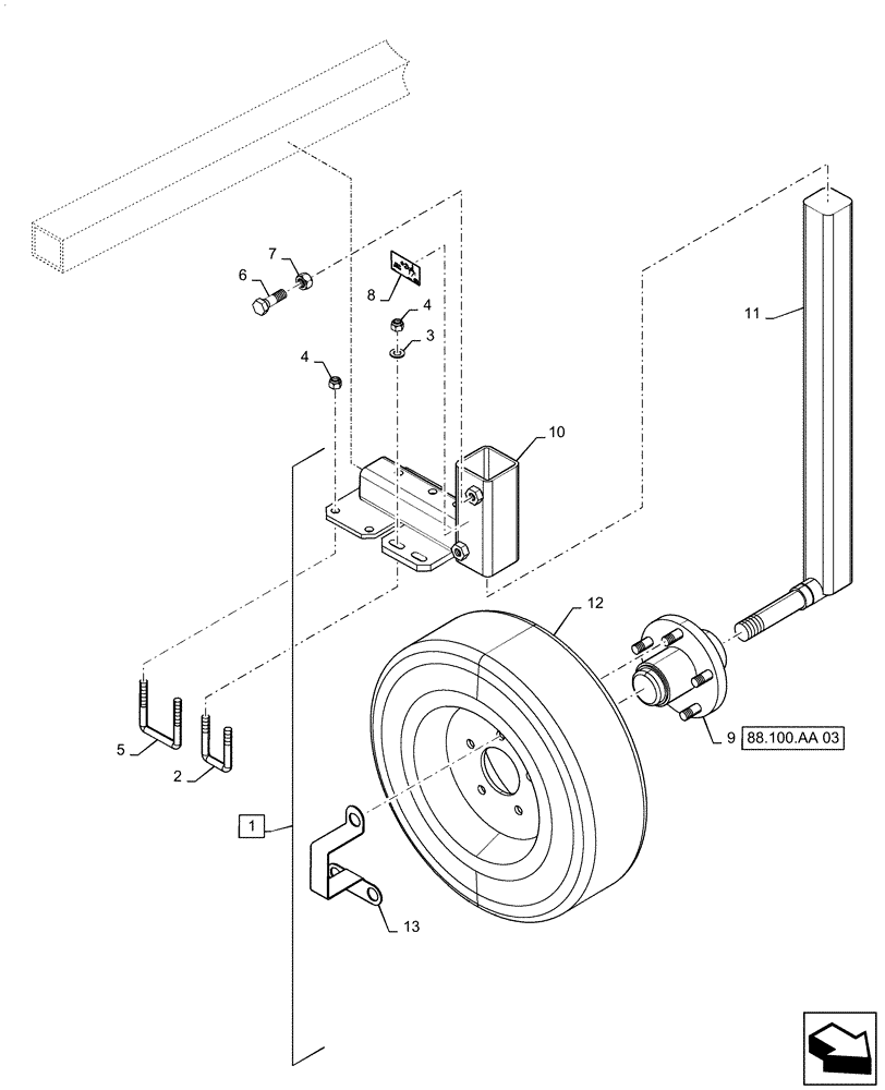 Схема запчастей Case IH PATRIOT 3340 - (88.100.AA[02]) - AUTOBOOM WHEEL ASSY, 90/100 BOOMS (88) - ACCESSORIES