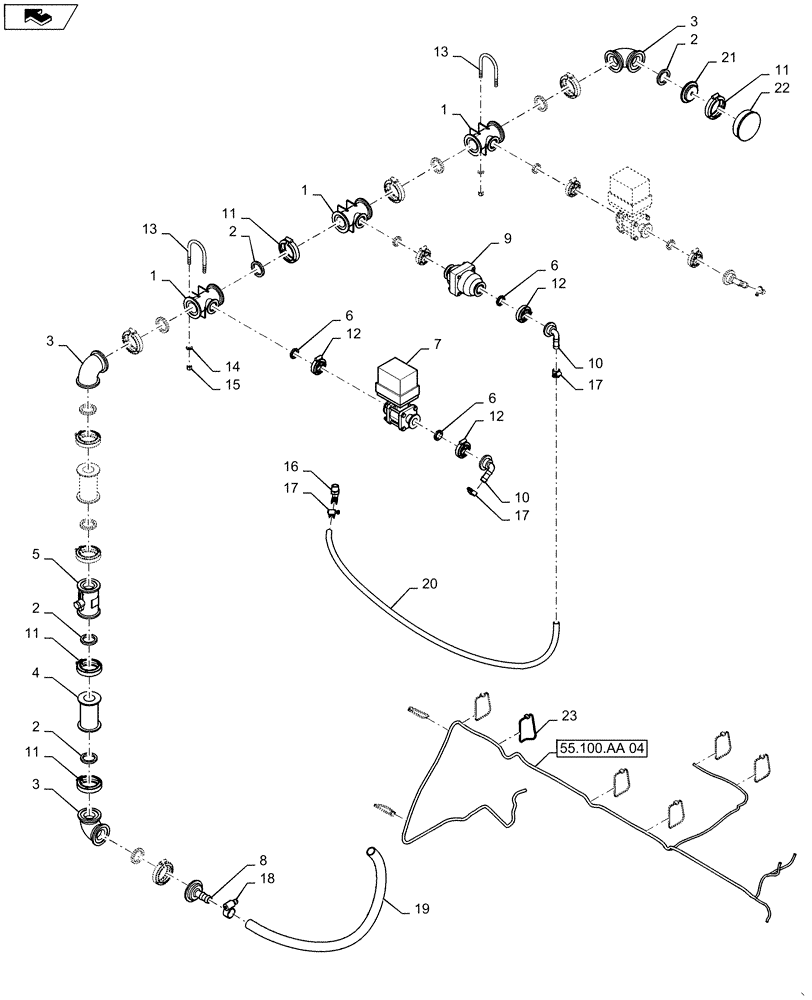 Схема запчастей Case IH 1255 - (63.100.AG[02]) - LIQUID FERTILIZER SECTION CONTROL FOR 16 ROW (63) - CHEMICAL APPLICATORS