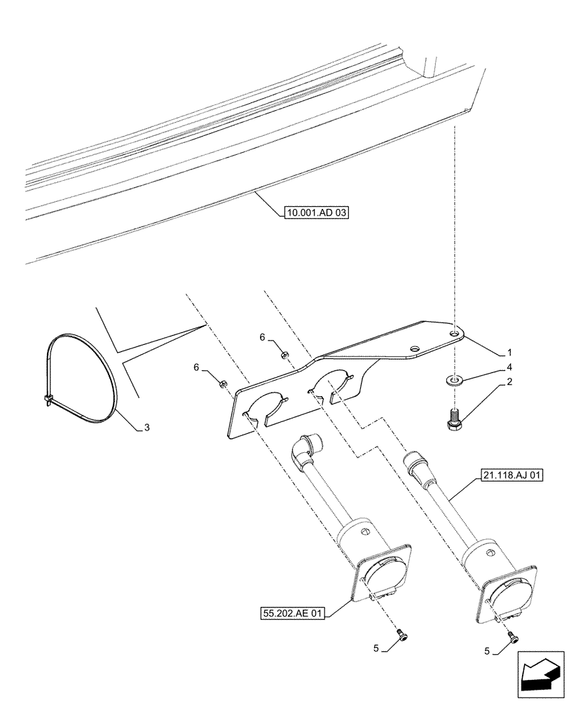 Схема запчастей Case IH MAXXUM 120 - (55.202.AE[04]) - COLD START SYSTEM, BLOCK HEATER - 110V (VAR.330205) (55) - ELECTRICAL SYSTEMS