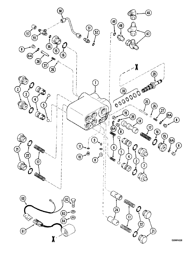 Схема запчастей Case IH 2166 - (5-50) - SELECTOR VALVE, POWER GUIDE AXLE (04) - STEERING