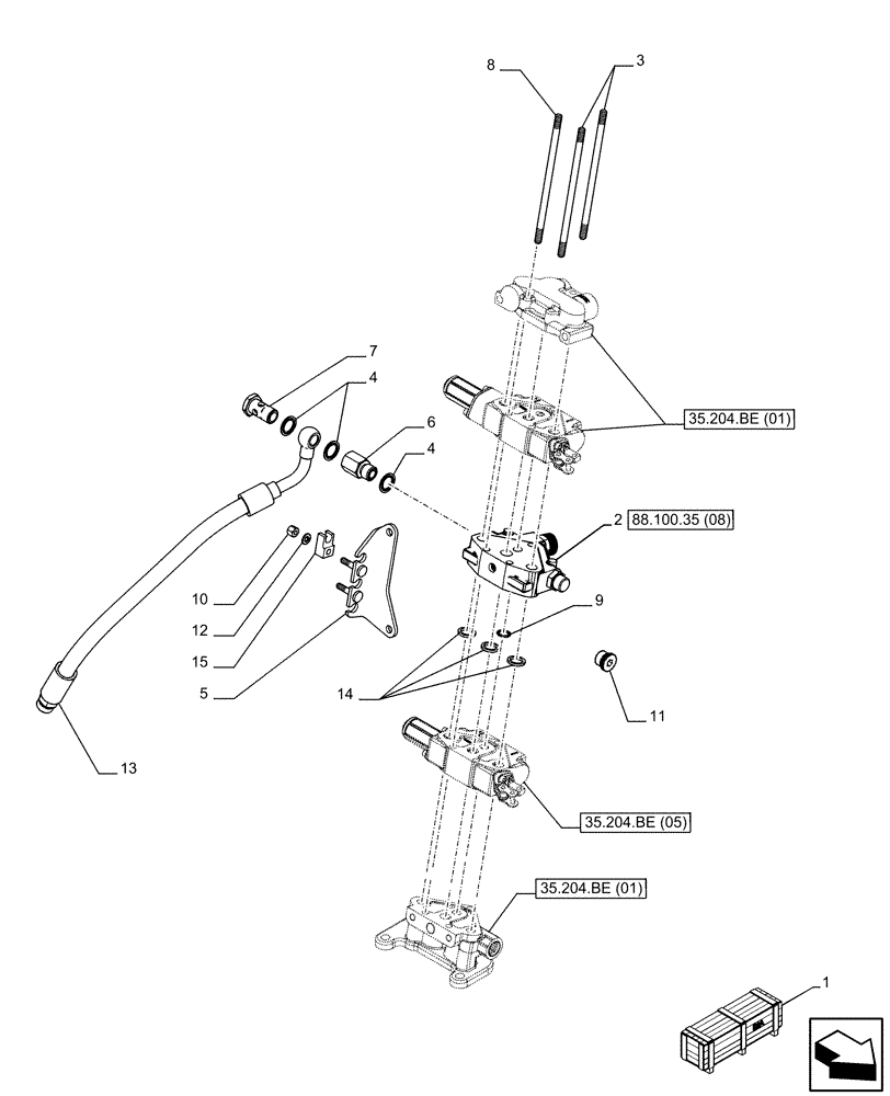 Схема запчастей Case IH FARMALL 100C - (88.100.35[09]) - DIA KIT, 2ND REMOTE CONTROL VALVE (88) - ACCESSORIES