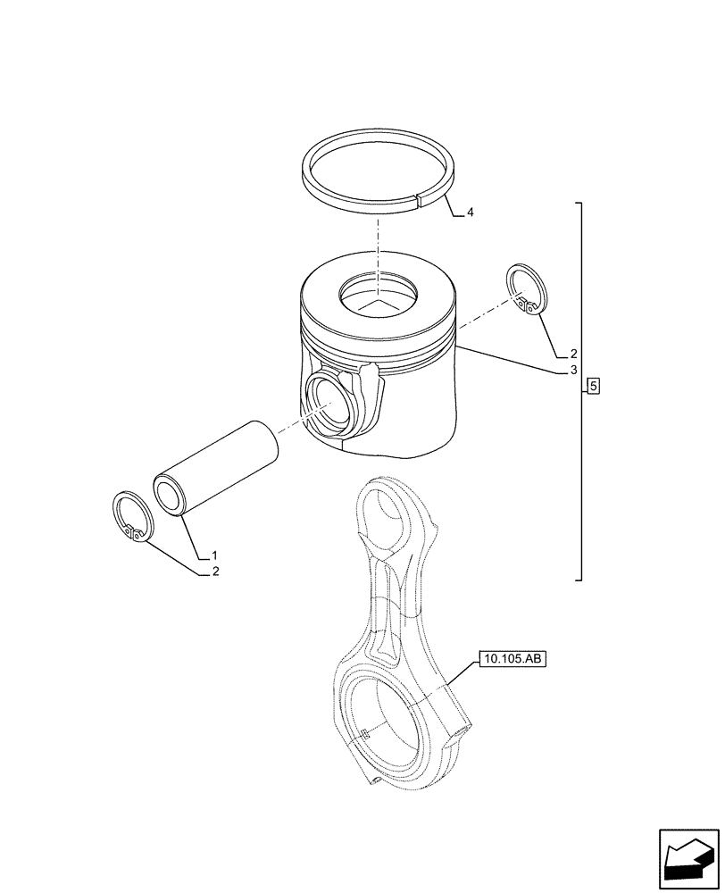 Схема запчастей Case IH F5GFL413A B013 - (10.105.AG) - PISTONS (10) - ENGINE