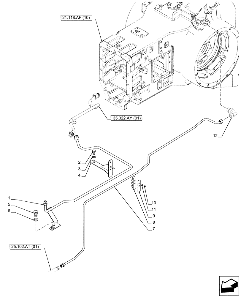 Схема запчастей Case IH PUMA 200 - (35.322.AY[02]) - VAR - 337426, 337428, 337429, 337430, 337430, 337431, 337432, 391137, 758017, 758018, 758019, 758020, 758021 - TRANSMISSION, LOW PRESSURE, LINE (35) - HYDRAULIC SYSTEMS