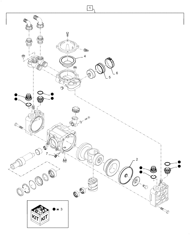 Схема запчастей Case IH 1255 - (63.100.AB[02]) - LIQUID FERTILIZER - PUMP BREAK DOWN 403008A (63) - CHEMICAL APPLICATORS