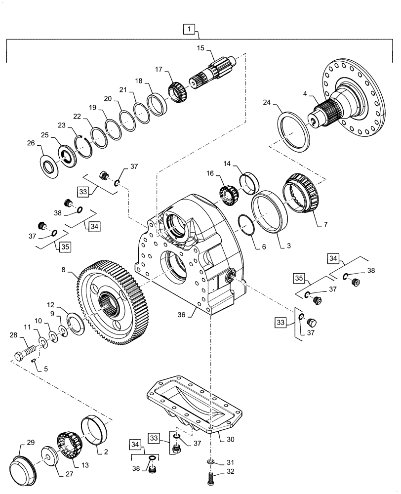 Схема запчастей Case IH 6088 - (25.310.AB) - FINAL DRIVE, SHOTPEENED (25) - FRONT AXLE SYSTEM