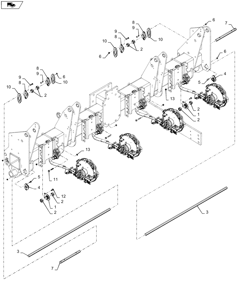 Схема запчастей Case IH 1255 - (61.901.AF[03]) - SEED METER, CABLE DRIVEN SHAFT, CENTER FOR 12 ROW (61) - METERING SYSTEM