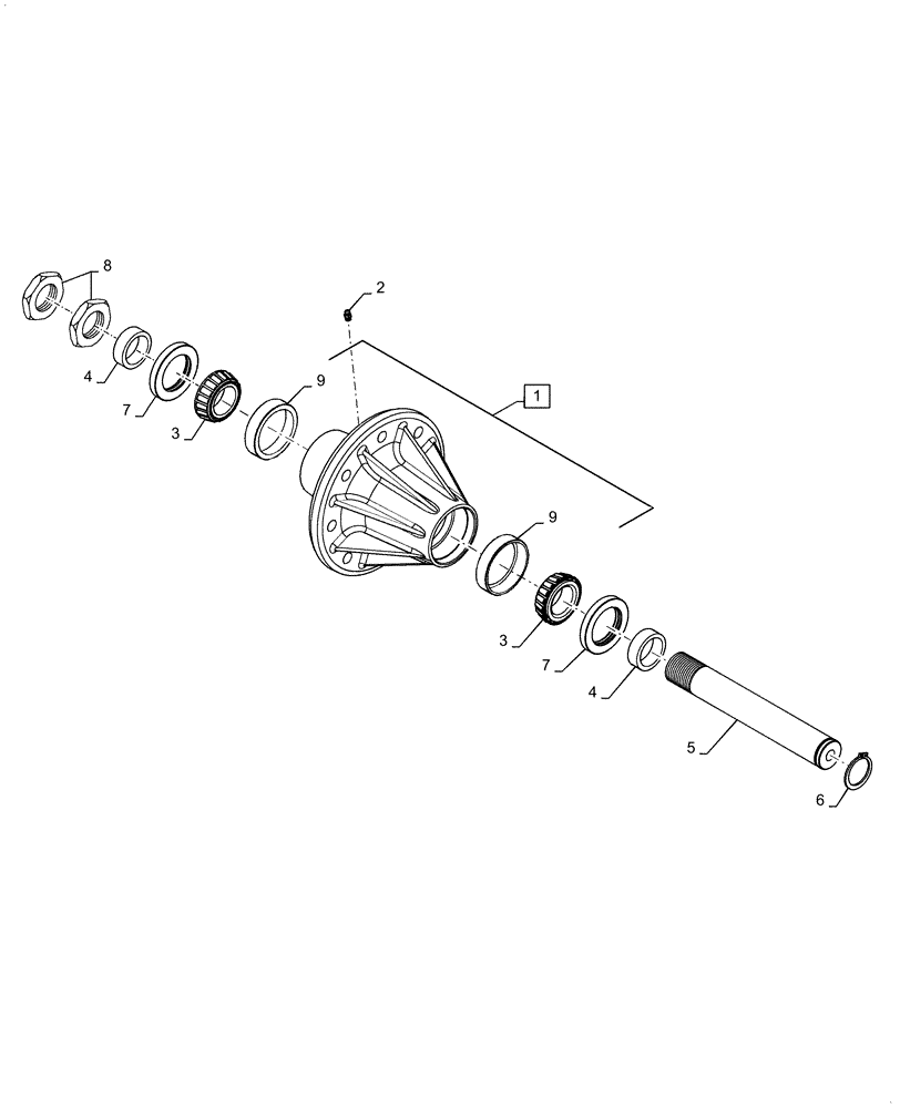 Схема запчастей Case IH 1255 - (44.530.AA[01]) - CARRYING WHEEL HUB (44) - WHEELS