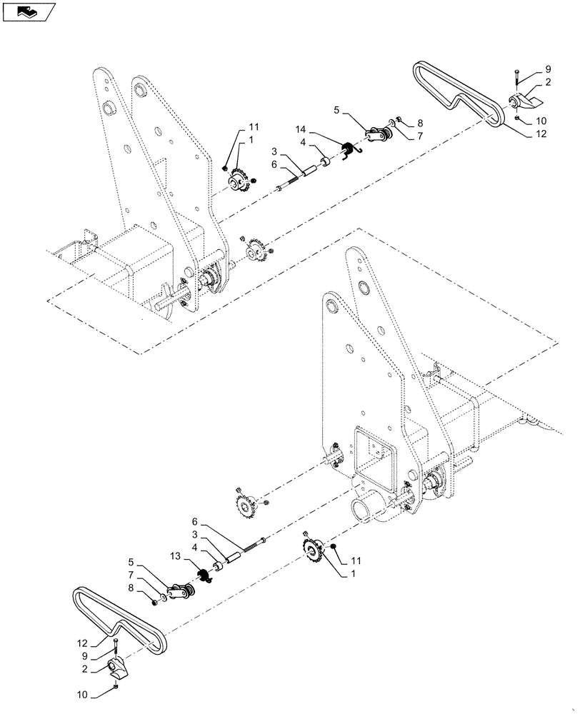 Схема запчастей Case IH 1255 - (61.901.AF[05]) - METERING DRIVE CROSS OVER FOR 12 ROW (61) - METERING SYSTEM