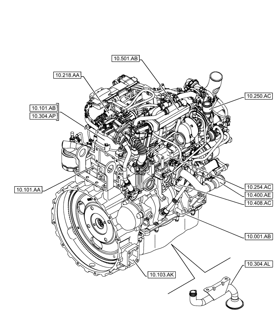 Схема запчастей Case IH F5GFL413A B019 - (10.000.00[02]) - SECTION INDEX - ENGINE (10) - ENGINE