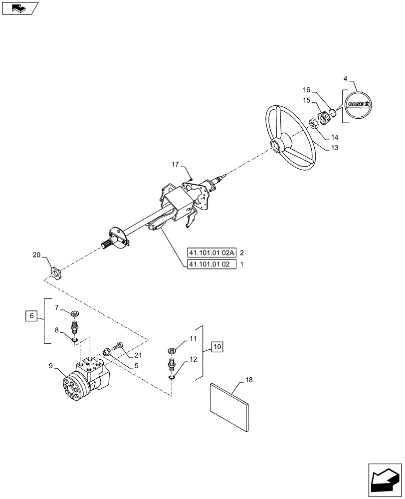 Схема запчастей Case IH PUMA 130 - (41.101.01[01]) - STANDARD STEERING - STEERING COLUMN (41) - STEERING