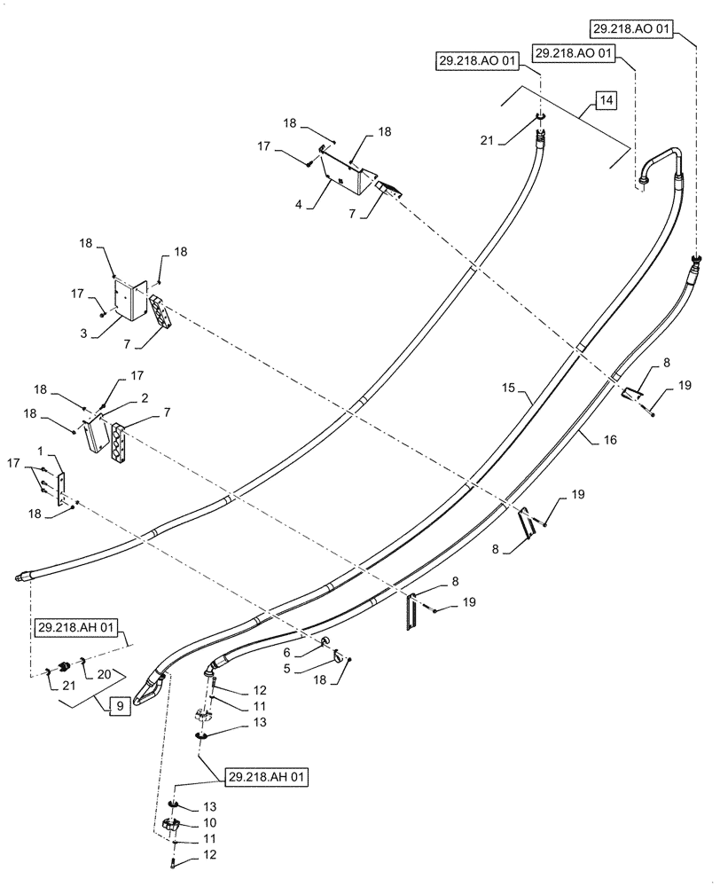 Схема запчастей Case IH 7088 - (29.218.AS[02]) - SINGLE SPEED DRIVE HOSE ASSY. (29) - HYDROSTATIC DRIVE