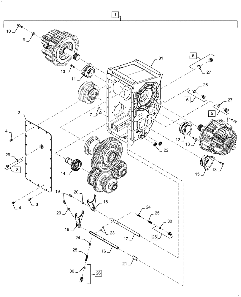 Схема запчастей Case IH 6088 - (21.114.AL[01]) - TRANSMISSION, EXTERNAL (21) - TRANSMISSION