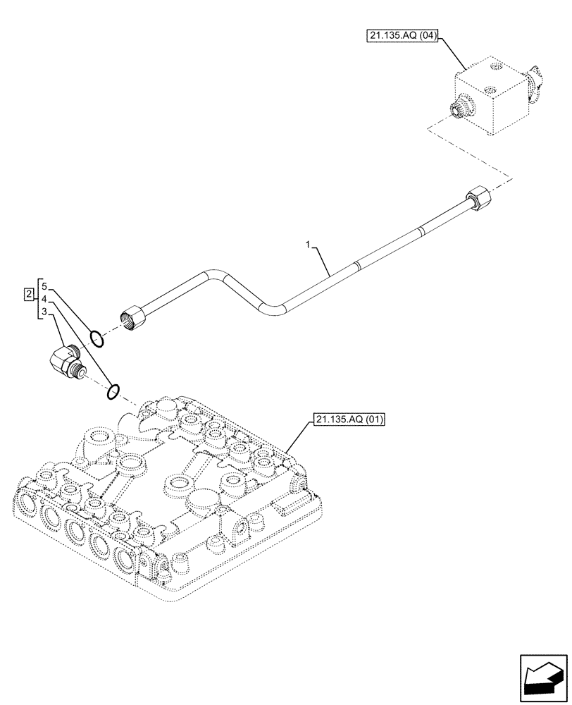 Схема запчастей Case IH PUMA 200 - (21.105.BL[02]) - VAR - 337429, 337430 - TRANSMISSION LUBRICATION LINE, POWERSHIFT (21) - TRANSMISSION