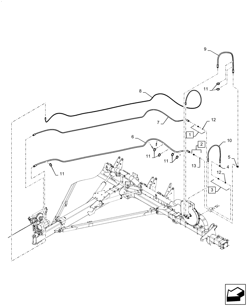 Схема запчастей Case IH 1255 - (35.300.AB[03]) - HYDRAULIC VACUUM HOSES FOR 12 ROW EARLY RISER (35) - HYDRAULIC SYSTEMS