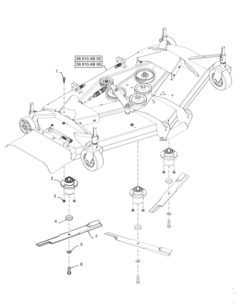 Схема запчастей Case IH MW266S - (58.910.AD[01]) - VAR - 717966206- MOWER DECK CUTTER (58) - ATTACHMENTS/HEADERS