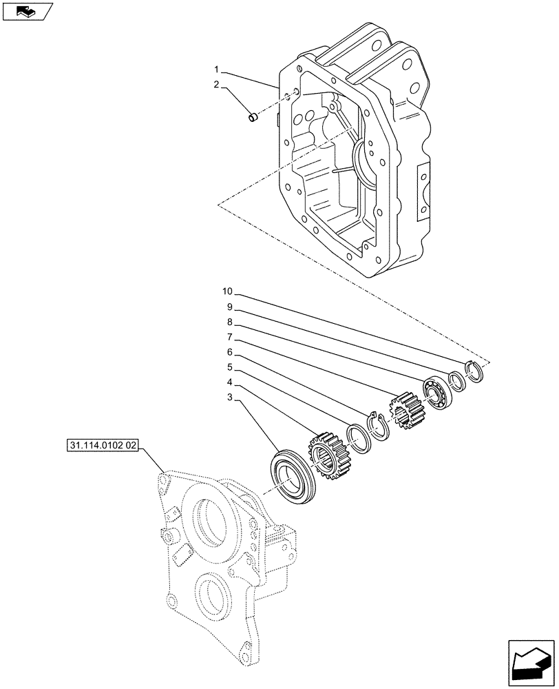 Схема запчастей Case IH PUMA 215 - (31.114.0102[03]) - 1000/540 INTERCHANGEABLE REAR PTO SHAFTS - COVER AND GEARS (VAR.720809) (31) - IMPLEMENT POWER TAKE OFF