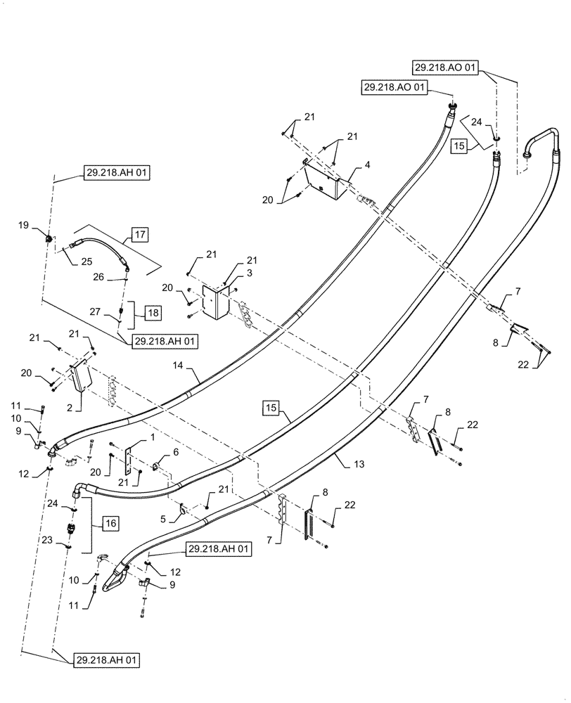 Схема запчастей Case IH 6088 - (29.218.AS[04]) - 2-SPEED DRIVE HOSE ASSY. (29) - HYDROSTATIC DRIVE