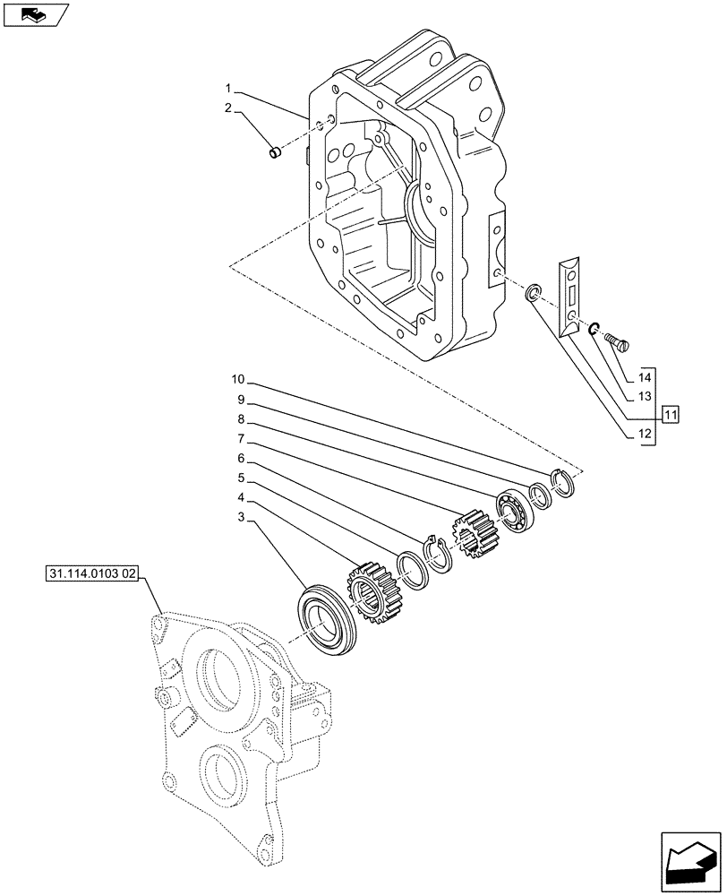 Схема запчастей Case IH PUMA 230 - (31.114.0103[03]) - 1000/540E INTERCHANGEABLE REAR PTO SHAFTS - COVER AND GEARS (VAR.743335) (31) - IMPLEMENT POWER TAKE OFF