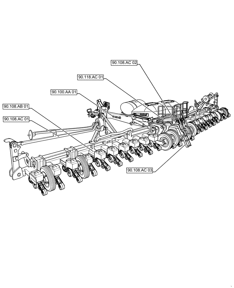 Схема запчастей Case IH 1255 - (00.000.90[01]) - PICTORIAL INDEX - PLATFORM, CAB, BODYWORK AND DECALS (00) - GENERAL & PICTORIAL INDEX