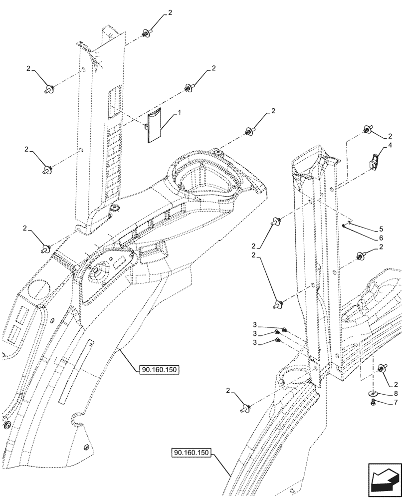 Схема запчастей Case IH FARMALL 90N - (90.160.140) - VAR - 759022 - TRIM, PLUGS, COAT HOOK, CAB (90) - PLATFORM, CAB, BODYWORK AND DECALS