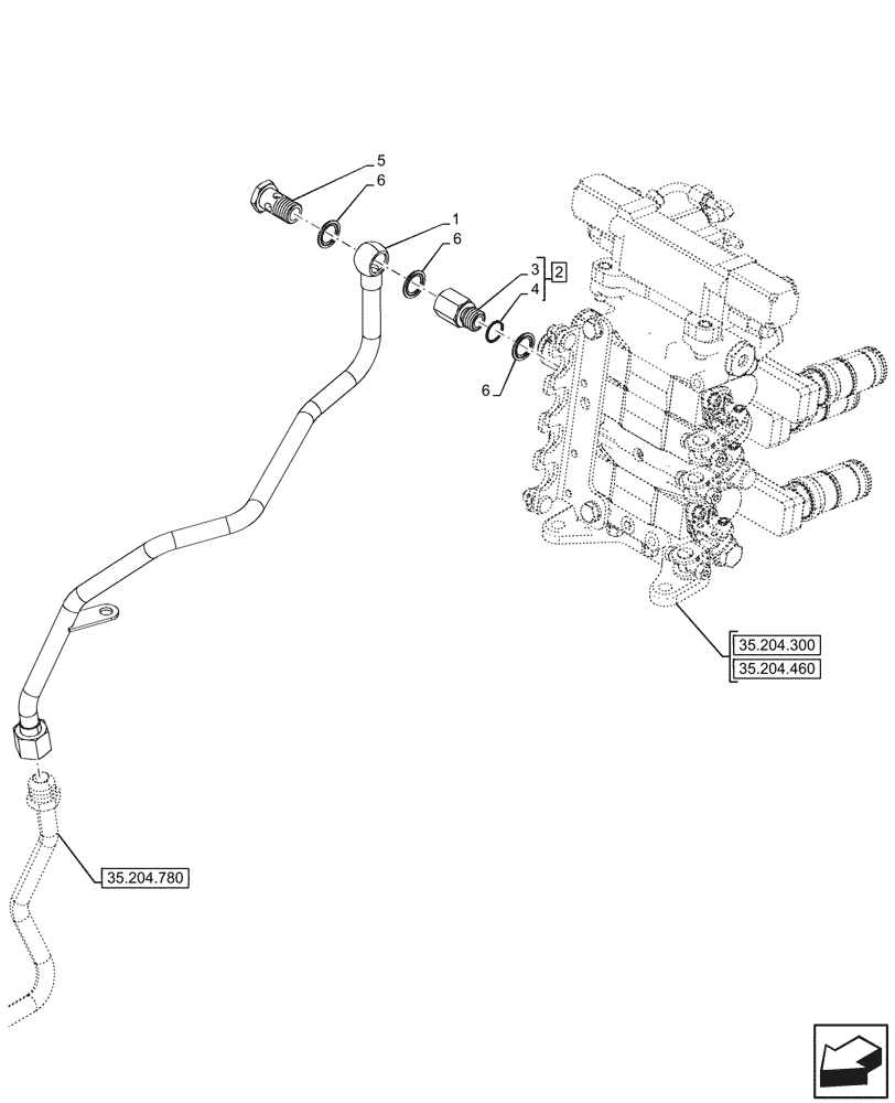 Схема запчастей Case IH FARMALL 90V - (35.204.340) - VAR - 759023, 759024 - 3 REMOTE VALVES, LINES, CAB (35) - HYDRAULIC SYSTEMS