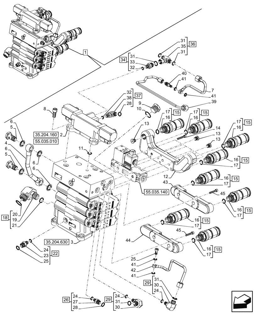 Схема запчастей Case IH FARMALL 80N - (35.204.620) - VAR - 759025 - 3 REMOTE CONTROL VALVES, ELECTROHYDRAULIC, COMPONENTS, CAB (35) - HYDRAULIC SYSTEMS