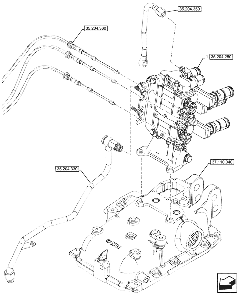 Схема запчастей Case IH FARMALL 90N - (35.204.240) - VAR - 341794, 759023 - 3 REMOTE CONTROL VALVES, MOUNTING (MDC) (35) - HYDRAULIC SYSTEMS