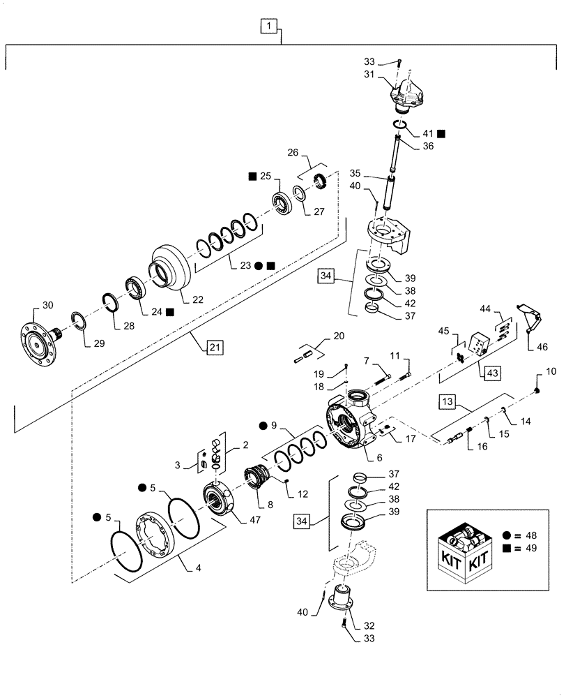 Схема запчастей Case IH 6088 - (27.450.AL[01]) - VAR - 722475 - MOTOR, REAR AXLE ASSY, LH (27) - REAR AXLE SYSTEM