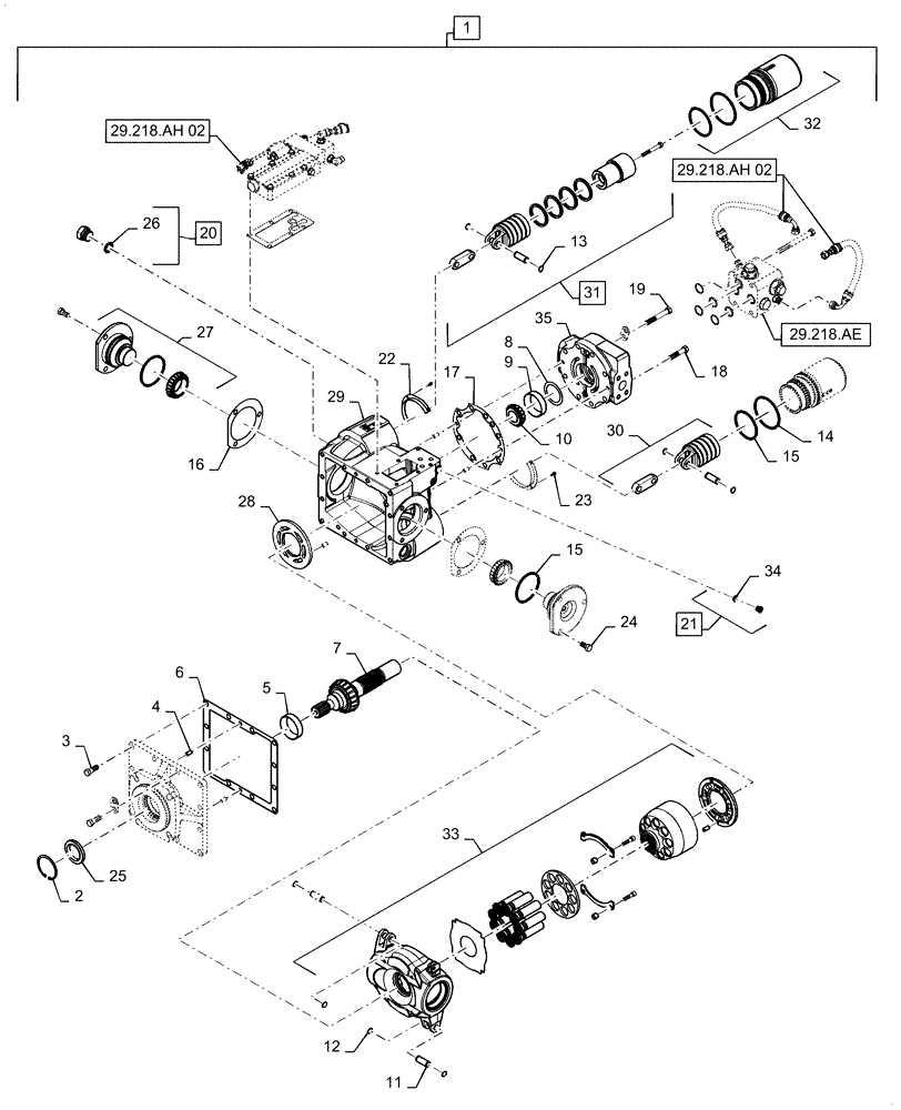 Схема запчастей Case IH 5088 - (29.218.AH[01]) - HYDROSTATIC MOTOR, VARIABLE SPEED, 2-SPEED (29) - HYDROSTATIC DRIVE