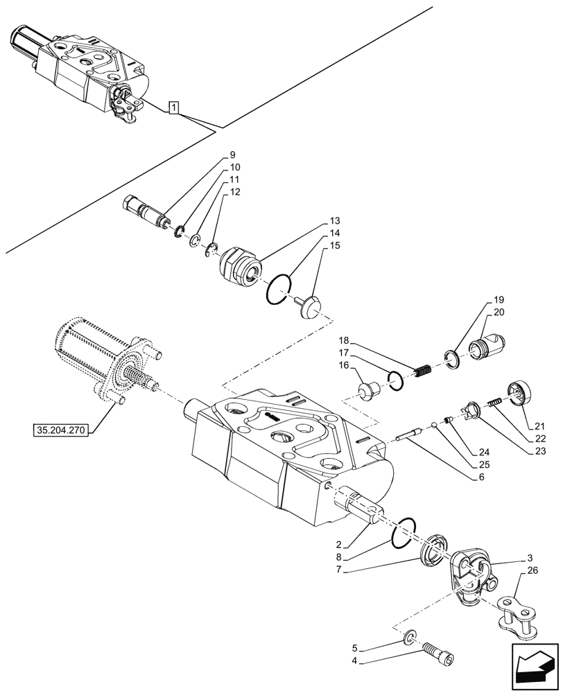 Схема запчастей Case IH FARMALL 110N - (35.204.260) - VAR - 341794, 759023, 759024 - 3 REMOTE CONTROL VALVES, COMPONENTS (35) - HYDRAULIC SYSTEMS